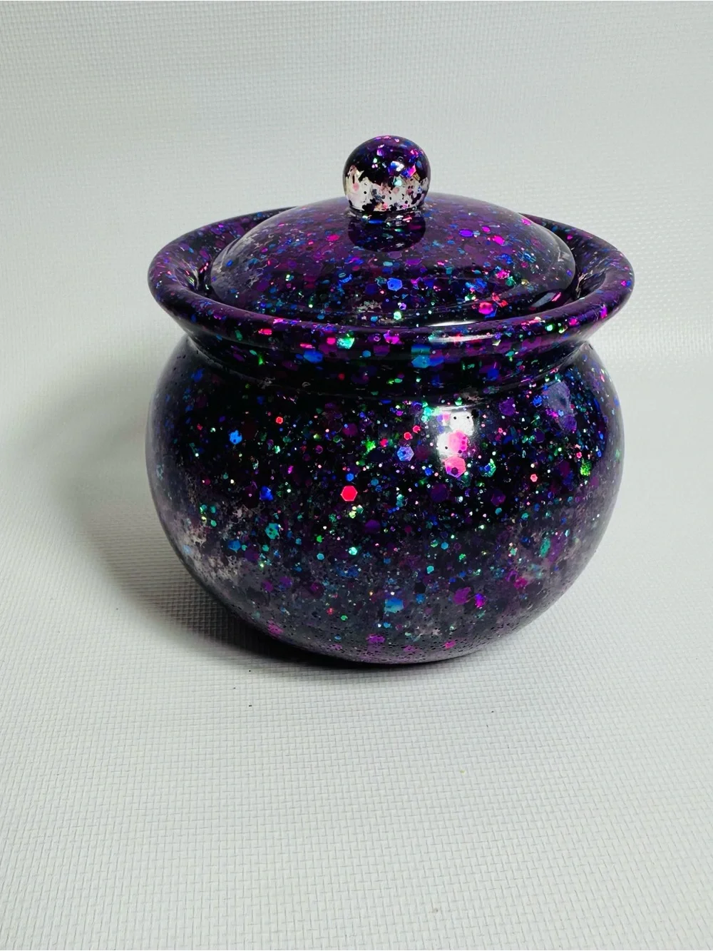 Glittery Purple Resin Jar with Lid